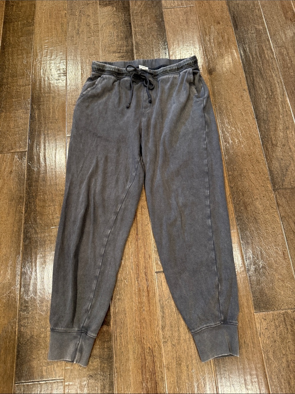 aerie Washed Black Drawstring Jogger Sweatpants